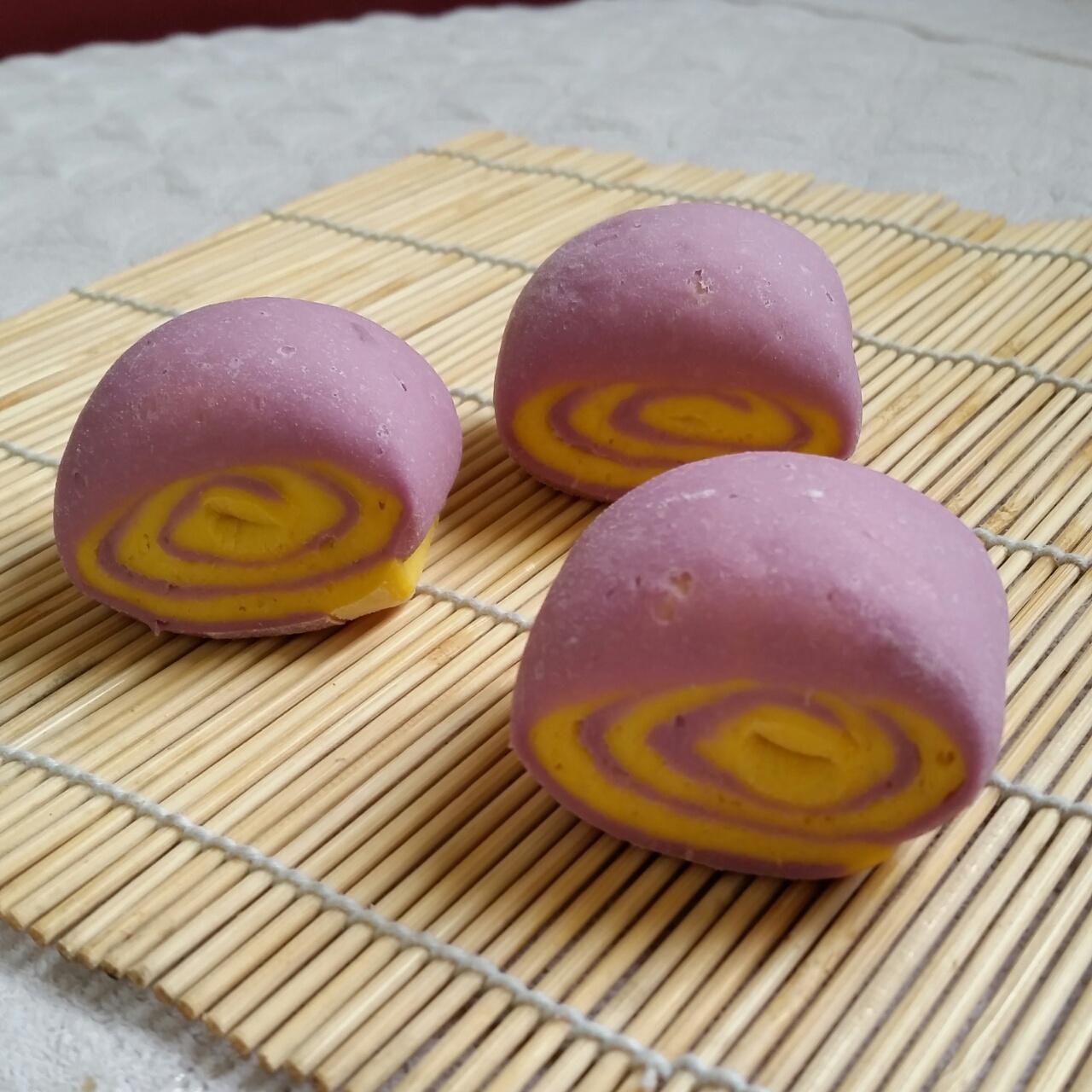 南瓜紫薯花樣饅頭的做法 步骤30