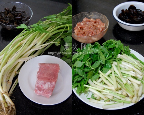 水芹菜炒肉絲的做法 步骤1