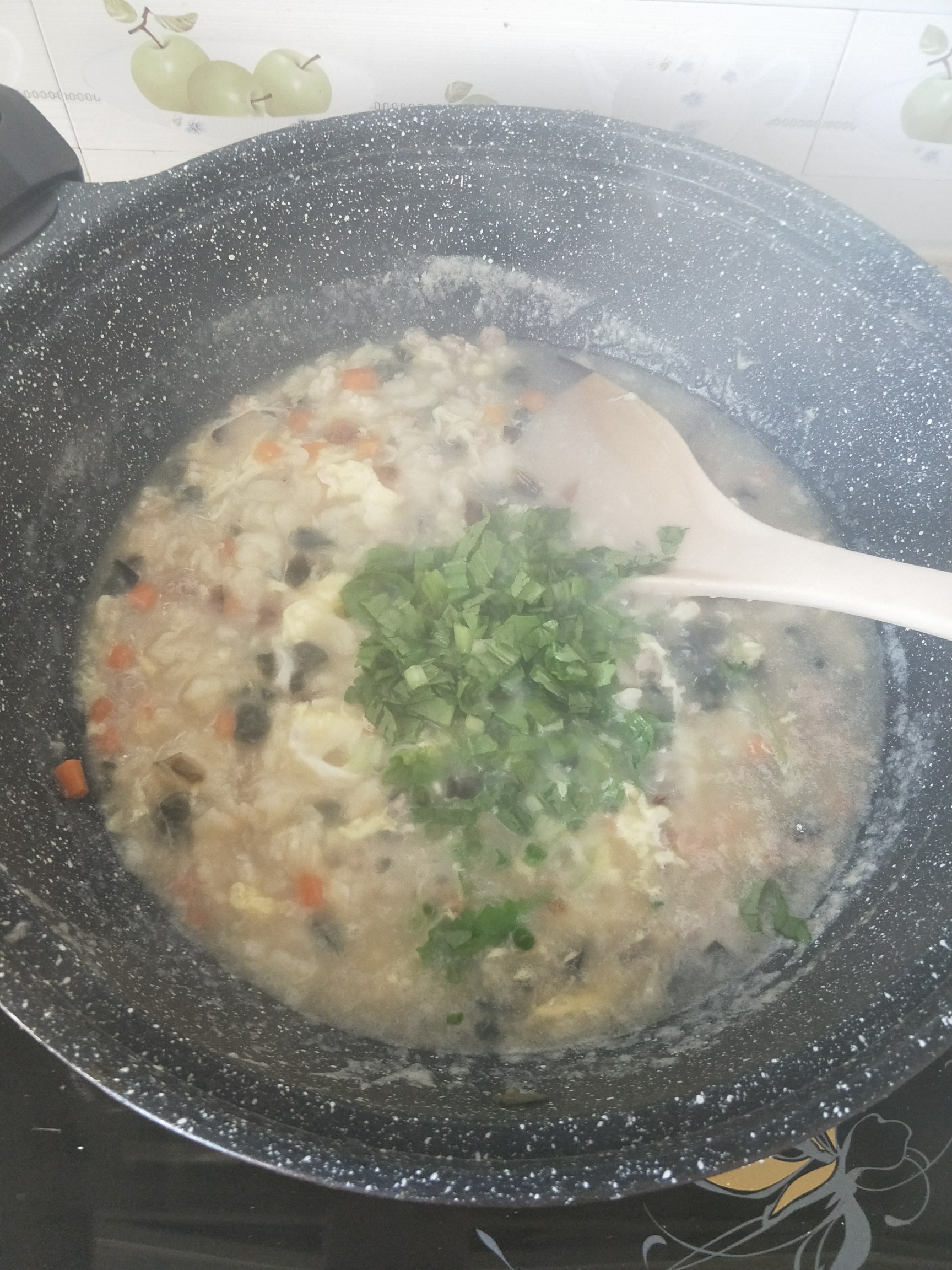 皮蛋瘦肉疙瘩湯的做法 步骤7