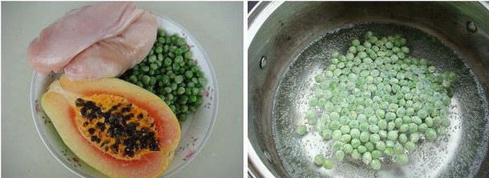 木瓜豌豆雞丁的做法 步骤2
