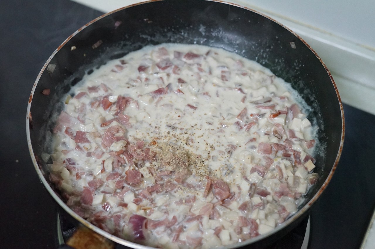 奶油蘑菇培根焗飯的做法 步骤9