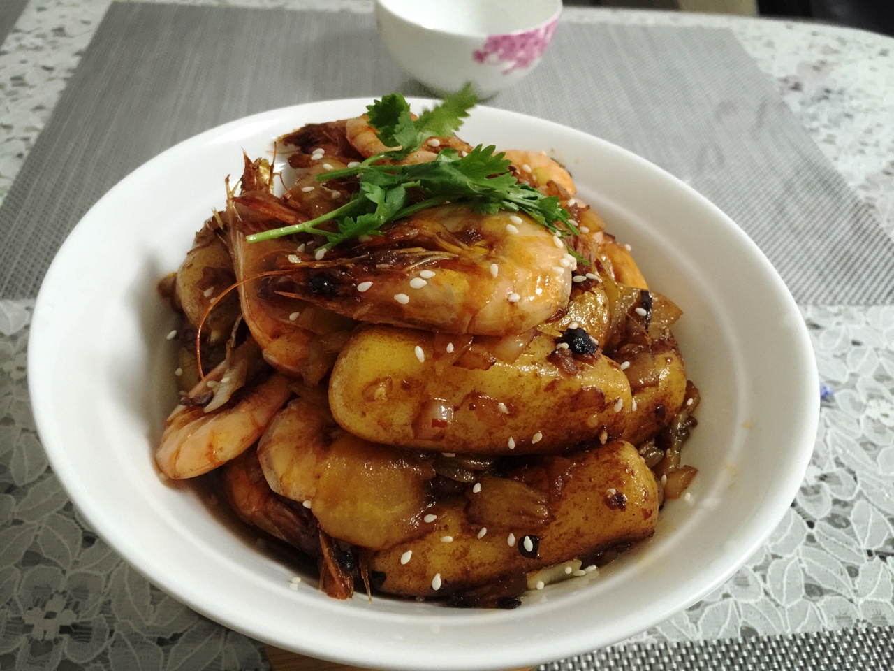 幹鍋基圍蝦的做法 步骤3