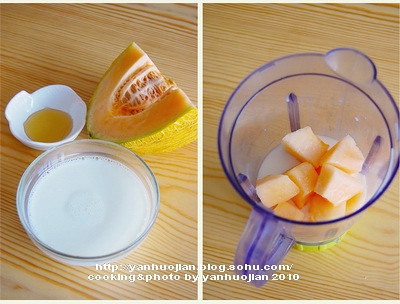 蜜瓜牛奶的做法 步骤1