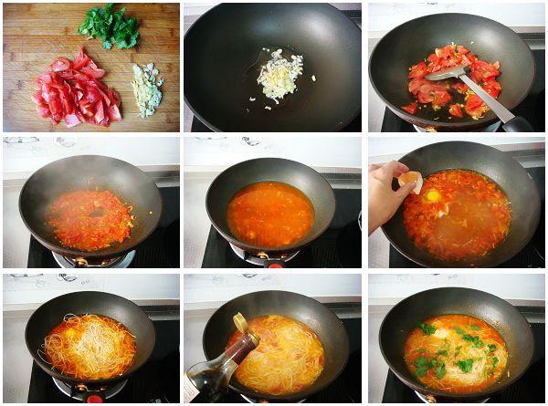 最家常的普通湯麪——西紅柿雞蛋龍鬚麪的做法 步骤8