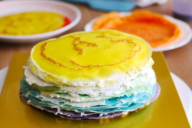 彩虹千層蛋糕 彩虹可麗餅(Mille Crepe Cake)的做法 步骤14
