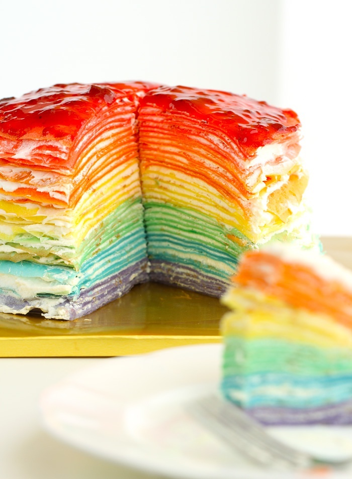 彩虹千層蛋糕 彩虹可麗餅(Mille Crepe Cake)的做法 步骤16