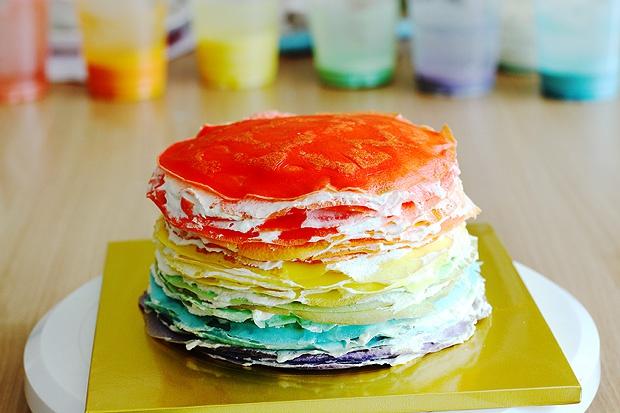 彩虹千層蛋糕 彩虹可麗餅(Mille Crepe Cake)的做法 步骤15
