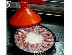微波版窩蛋臘腸煲仔飯的做法 步骤5