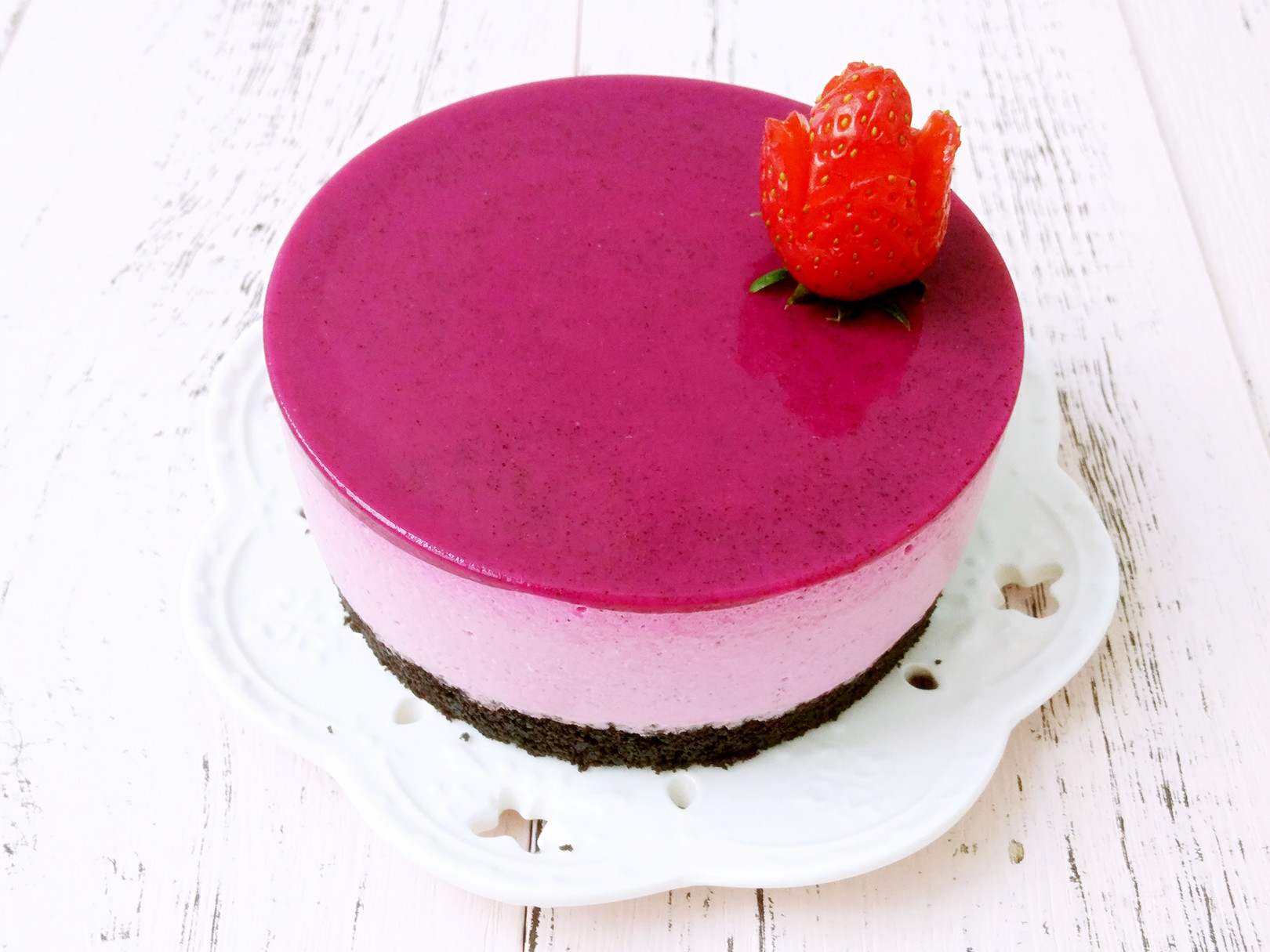 免烤快手高顏值的甜點——火龍果慕斯蛋糕的做法 步骤16